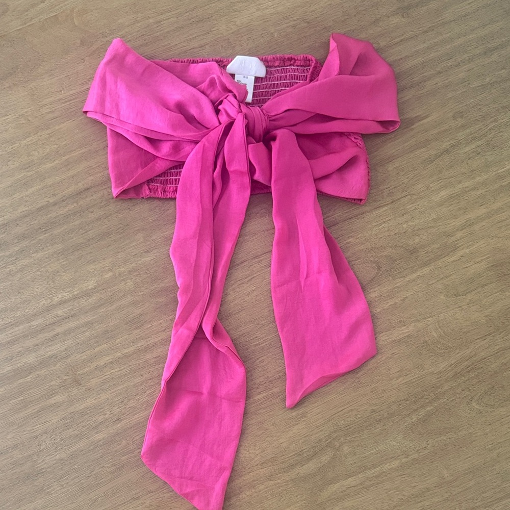 Pink Satin Bow Tube Top - Vandevort Size 0/S